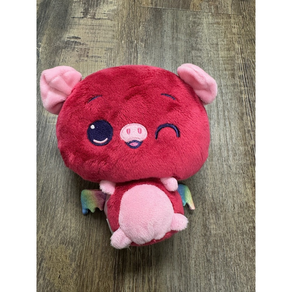 Annie Oinks Plush Magenta Flying Pig Rainbow Glitter Wings Winking Stuffed Toy